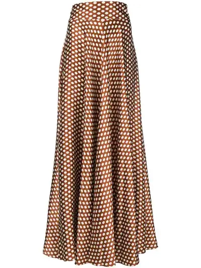 Shop Diane Von Furstenberg Dvf  Polka-dot Flared Maxi Skirt - Neutrals