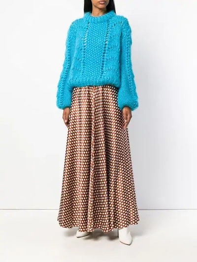 Shop Diane Von Furstenberg Dvf  Polka-dot Flared Maxi Skirt - Neutrals