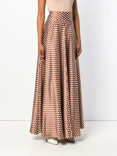 Shop Diane Von Furstenberg Dvf  Polka-dot Flared Maxi Skirt - Neutrals