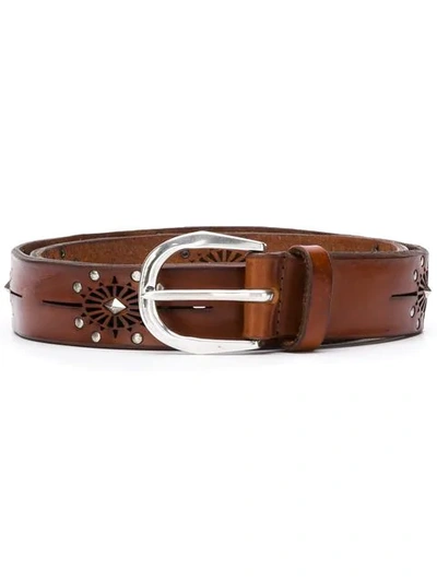 Shop Orciani Studded Style Belt In Brown