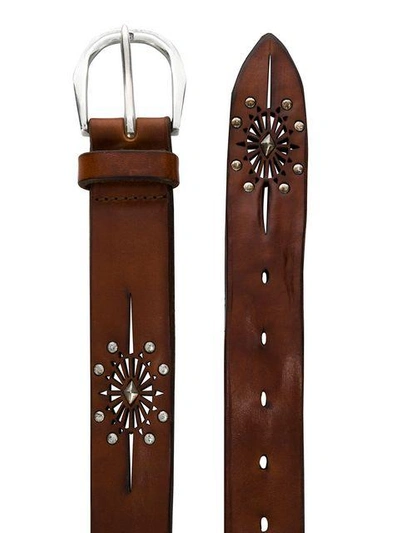 Shop Orciani Studded Style Belt In Brown
