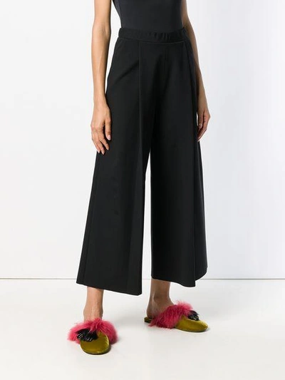 Shop Pierantoniogaspari Wide Leg Cropped Trousers - Black