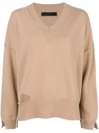 Shop Federica Tosi Cut-detail Flared Sweater In Neutrals