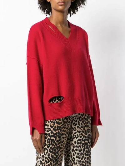 Shop Federica Tosi Cut-detail Fitted Sweater - Red