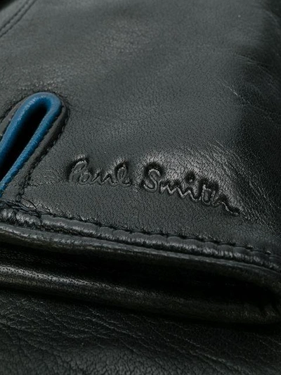 Shop Paul Smith Logo Embossed Gloves In Black