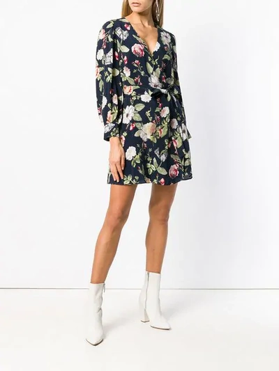 Shop Alice And Olivia Floral Print Wrap Dress In Blue
