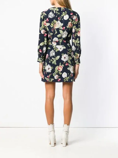 Shop Alice And Olivia Floral Print Wrap Dress In Blue