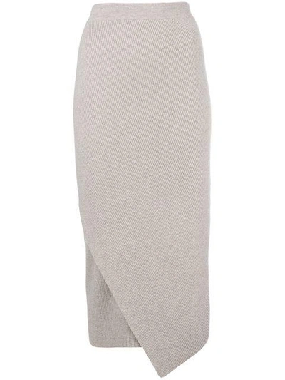asymmetric knit pencil skirt