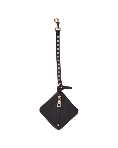 Shop Valentino Lovestud Leather Pouch Bag Charm In Black