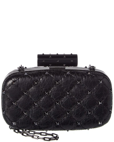 Shop Valentino Rockstud Spike Quilted Leather Minaudiere In Black