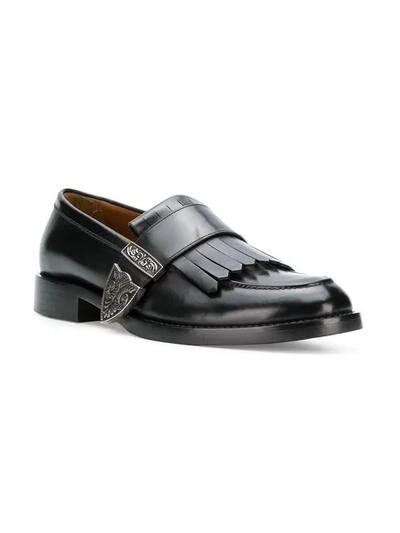 Shop Givenchy Buckled Fringe Loafers - Black