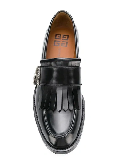 Shop Givenchy Buckled Fringe Loafers - Black