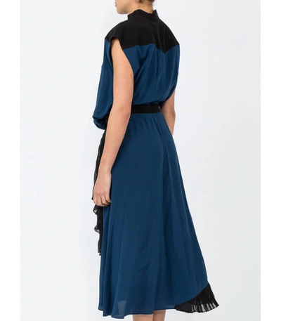 Shop Givenchy Black Ruffle Trim Wrap Dress In Blue