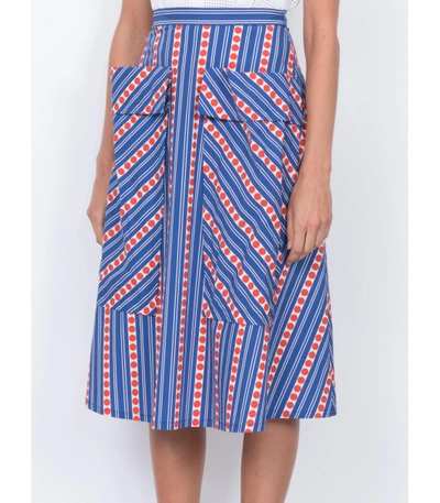 Shop Lhd Blue Bardot Skirt In Multi