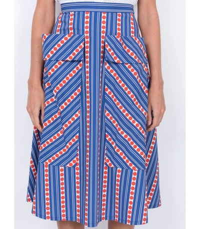 Shop Lhd Blue Bardot Skirt In Multi