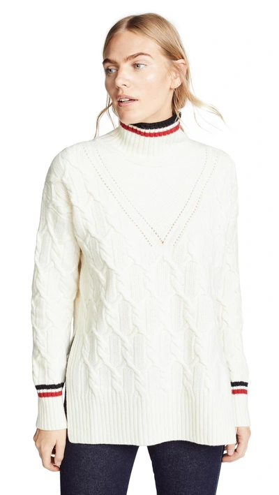 Shop Belstaff Sawdon Cable Turtleneck Sweater In Natural