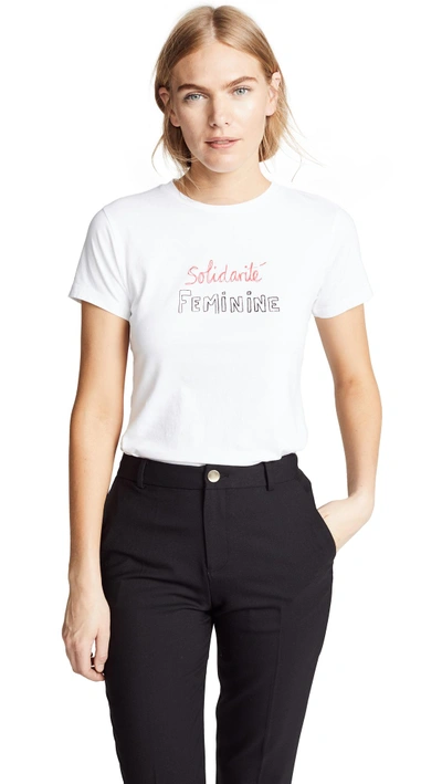 Shop Bella Freud Solidarite Feminine T Shirt In White