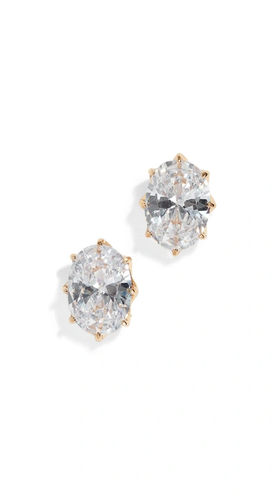 Shop Kate Spade Shine On Oval Studs In Clear/gold