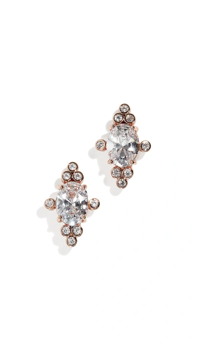 Shop Kate Spade Rise And Shine Stud Earrings In Clear/rose Gold
