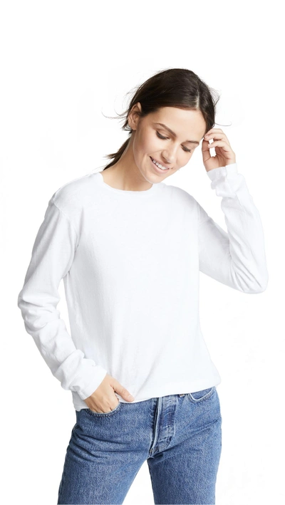 Shop Re/done Long Sleeve Tee In Classic White