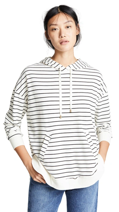 Shop Z Supply The Stripe Dakota Pullover Hoodie In Pearl/black