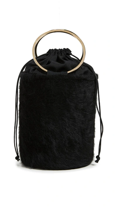 Shop Caterina Bertini Angora Ring Handle Bucket Bag In Black