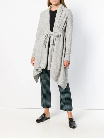 Shop Max Mara Flared Belted Coat In Grey