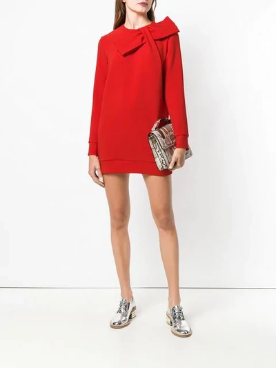 Shop P.a.r.o.s.h Bow Sweatshirt Dress In Red