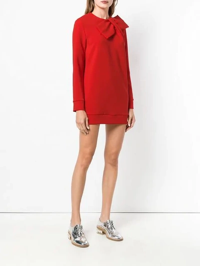 Shop P.a.r.o.s.h Bow Sweatshirt Dress In Red