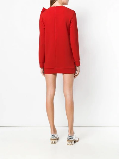 Shop P.a.r.o.s.h Bow Sweatshirt Dress In Red