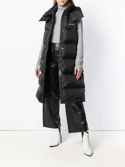 Shop Off-white Sleeveless Padded Coat - Black