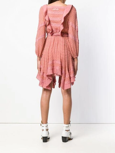 Shop Zimmermann Embroidered Draped Dress In Pink