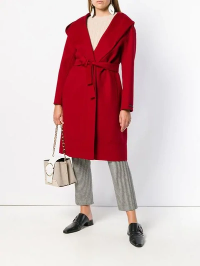 Shop Max Mara 's  Long Belted Coat - Red