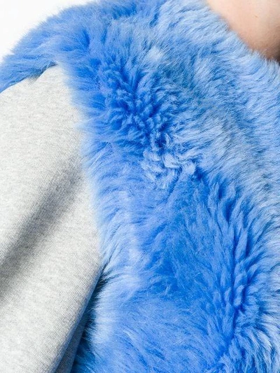Shop Msgm Faux Fur Long Gilet - Blue