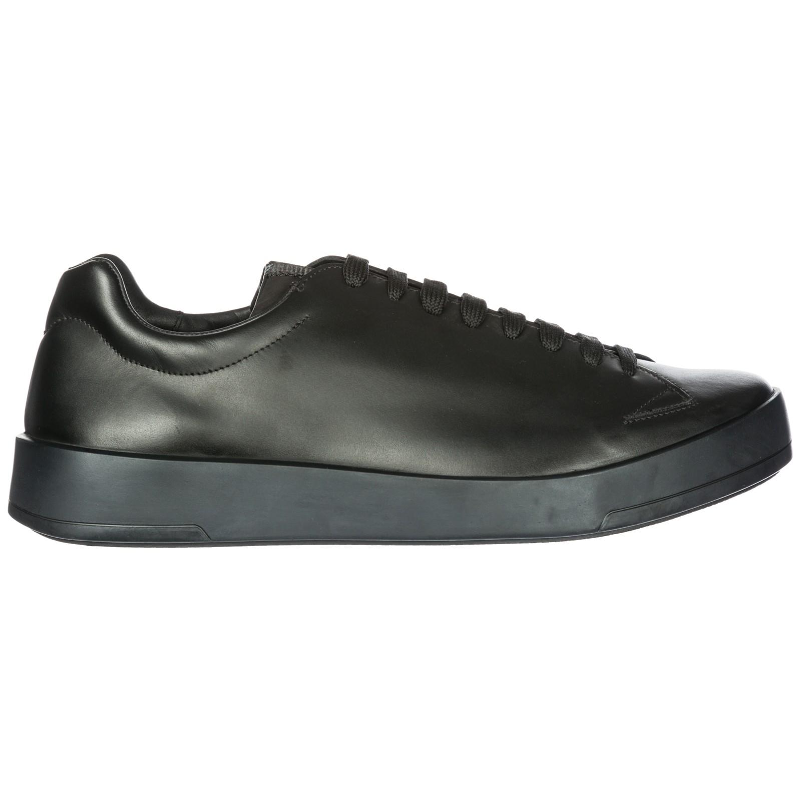 Prada Herrenschuhe Herren Leder Schuhe Sneakers In Black | ModeSens