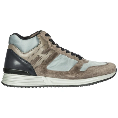 Shop Hogan Rebel Men's Shoes Suede Trainers Sneakers R218 In Grey