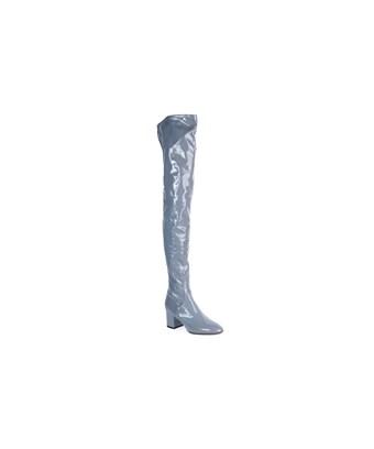 grey leather thigh high boots