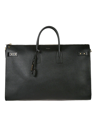 Shop Saint Laurent Leather Briefcase In Black