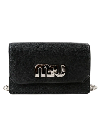 Shop Miu Miu Logo Shoulder Bag In Nero 1