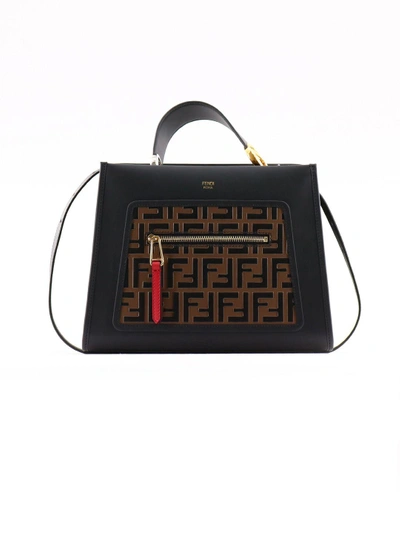 Shop Fendi Runway Ff Handbag In Nero/beige/rosso