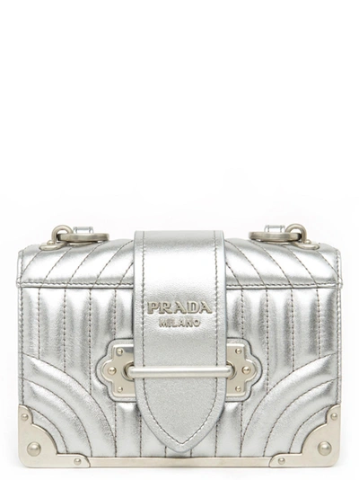 Shop Prada 'cahier' Bag In Silver