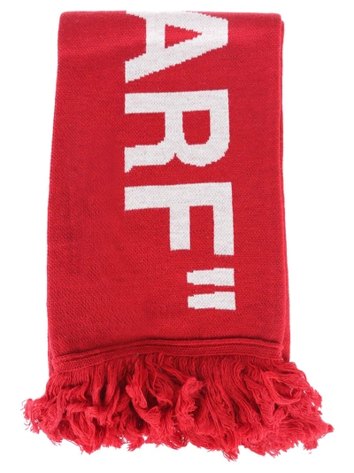 Shop Off-white Off White Quote Scarf In Red/white