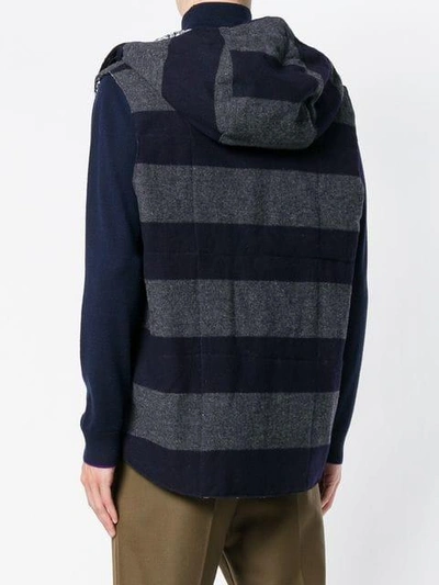 Shop Engineered Garments Striped Reversible Gilet In Blue