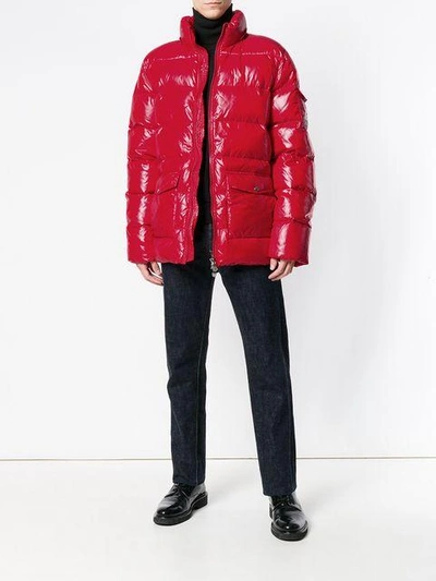 Shop Pyrenex Fur Trim Hood Padded Jacket In Red