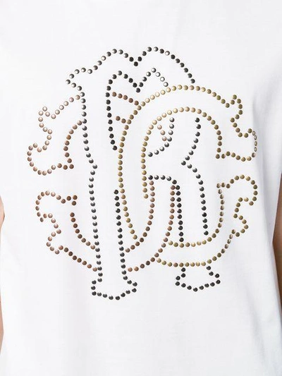 Shop Roberto Cavalli Studded Logo T In White