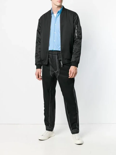 Shop Comme Des Garçons Shirt Panelled Straight-leg Trousers In Black