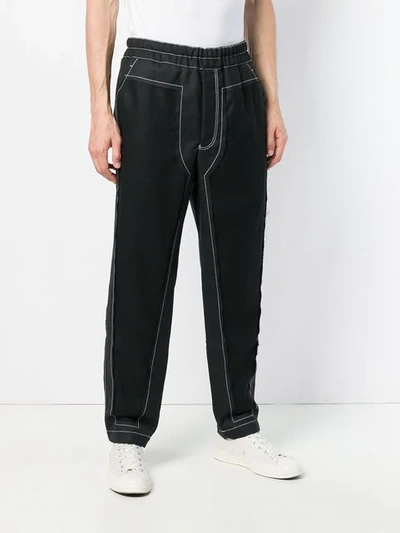 Shop Comme Des Garçons Shirt Panelled Straight-leg Trousers In Black