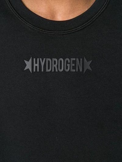 Shop Hydrogen Long Sleeved Logo T-shirt In Black