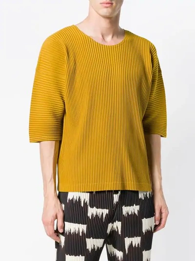 Shop Issey Miyake Homme Plissé  Pleated Oversized T-shirt - Yellow