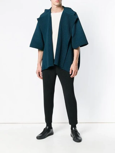 Shop Issey Miyake Homme Plissé  Pleated Kimono Jacket - Green